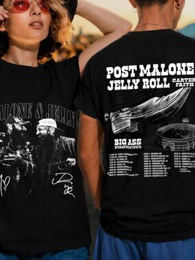 Post Malone Jelly Roll Stadium Tour 2026 Concert Tee Unisex Graphic T-Shirt